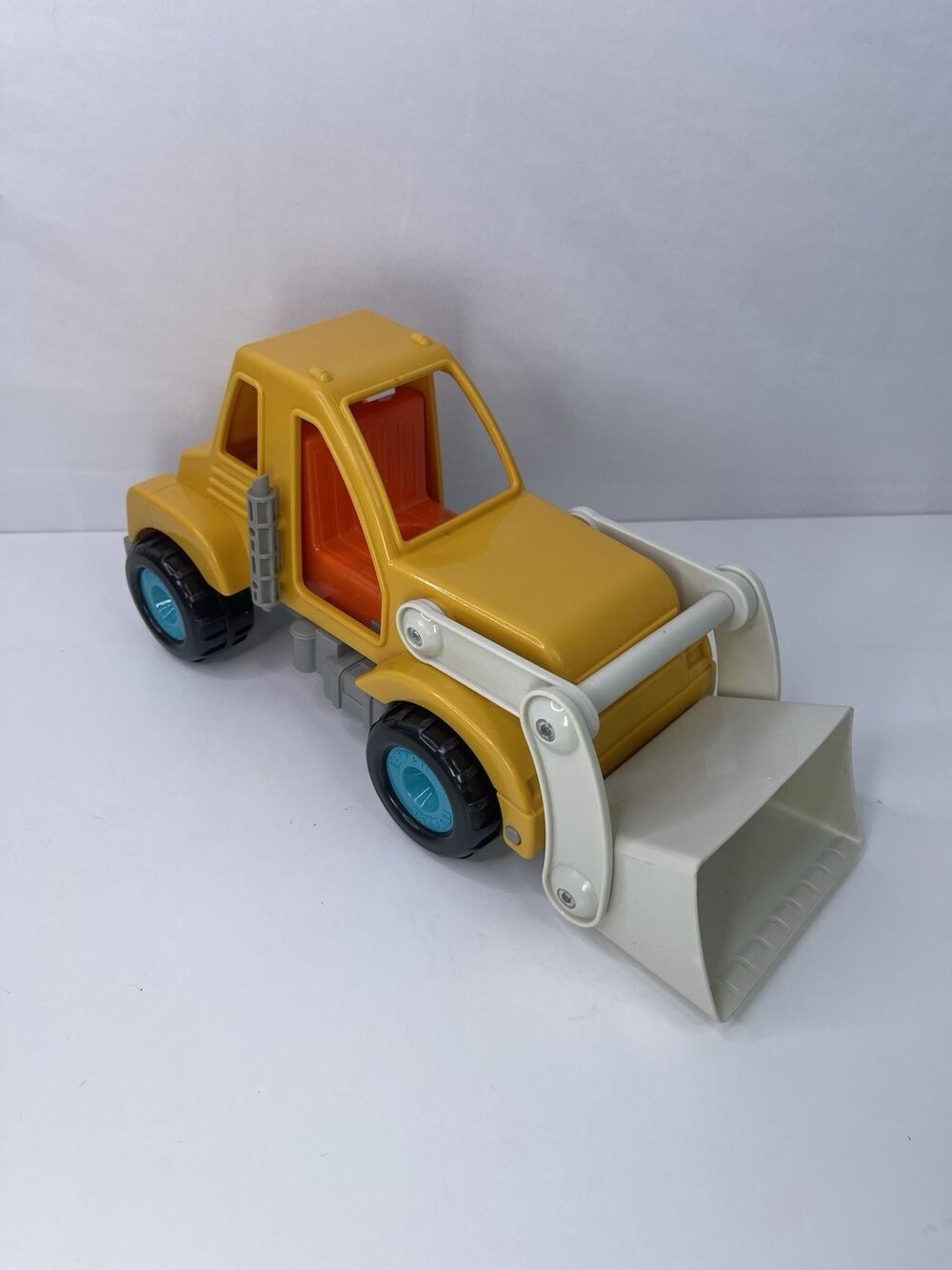 Vintage Battat Yellow Plastic Front End Loader Toy Truck Construction Digger